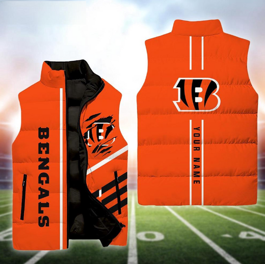 Cincinnati Bengals Football New Season Personalized Sleeveless Puffer Jacket