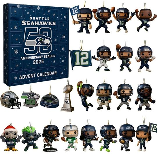 Seattle Seahawks 50th Anniversary Advent Calendar Christmas Countdown Calendars, Christmas Gift