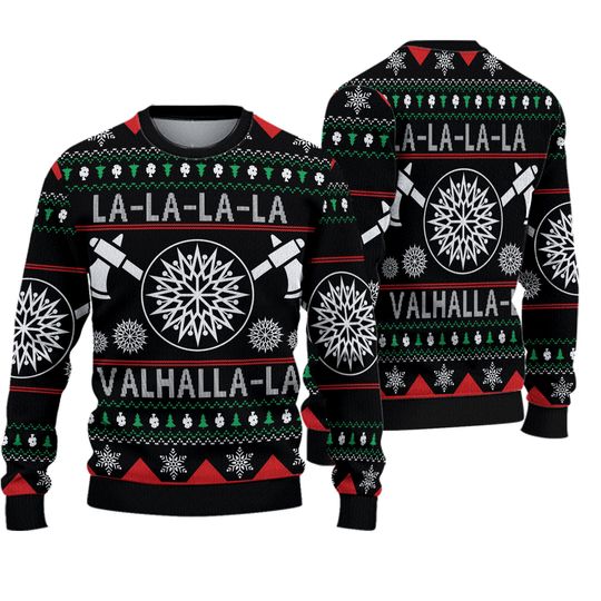 Viking Valhalla Ugly Christmas Sweater, Viking Sweaters For Men Women Kid, Viking Dad Xmas Sweater, Family Sweater, Funny Holiday Shirt
