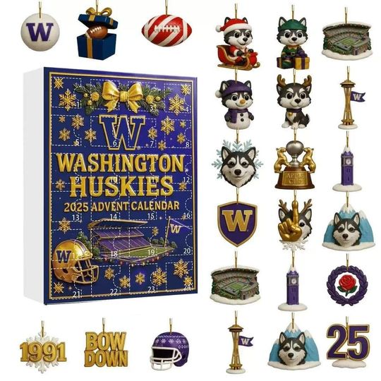 Washington Huskies Football Advent Calendar Christmas Countdown Calendars, Christmas Gift
