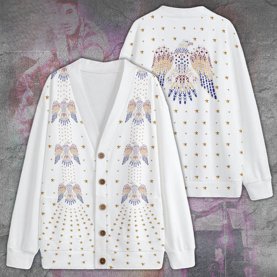 Elvis Presley Beaded Eangle, Elvis Presley White Cardigan
