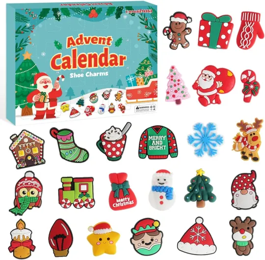 Discover Advent Calendar 2025 Shoe Charms for Kids Boys Girls 24 Days Christmas Countdown