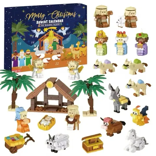 Discover Jesus Bricks Christmas Acrylic Advent Calendar with 24 Pcs, Gift Collectible Brick
