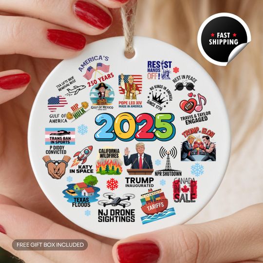 Discover 2025 Christmas Year in Review Ornament – Notable Events Ceramic Ornament