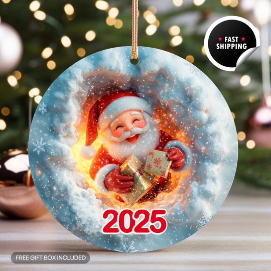 Discover 2025 Santa Ceramic Ornament, Christmas Santa Decoration, Cute Holiday Gift for Him and Her