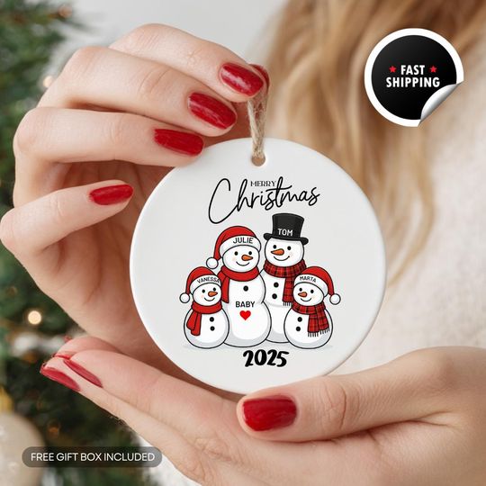 Discover Snowman Family Christmas Tree Ornament, Baby Announcement, Pregnant Ornament, Custom Baby Gift