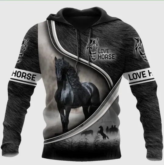 Discover Black Horse 3D HOODIE All Over Print Mother Day Gift Us Size Father day Gift
