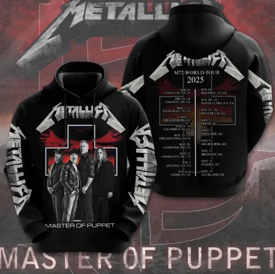 Discover 2025 Metallica Tour Hoodie 3D Rock Band Apparel for Men and Women