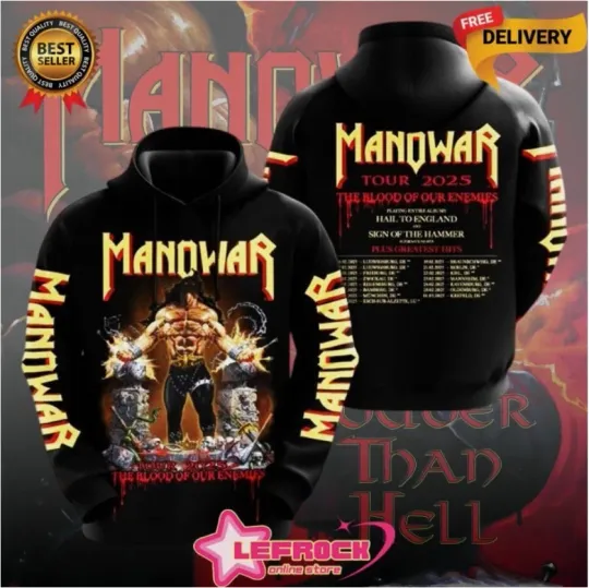 Discover Manowar The Blood Of Our Enemies Tour 2025 All Over Print 3D Hoodie