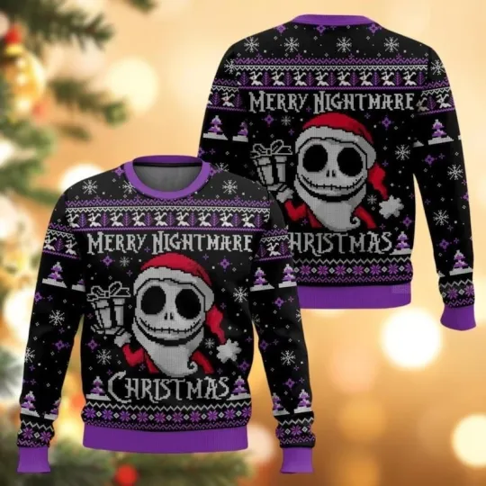 Discover Jack Skellington Ugly Christmas Sweater, Merry Nightmare Christmas Shirt, Disney