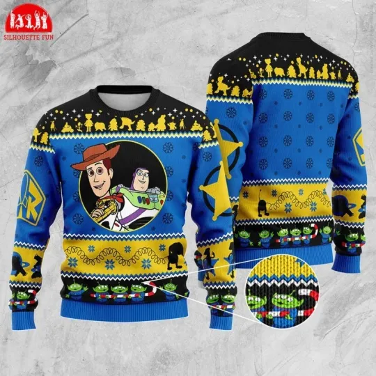Disneyland Toy Story Ugly Christmas Sweater, Woody Buzz Lightyear Christmas Sweater