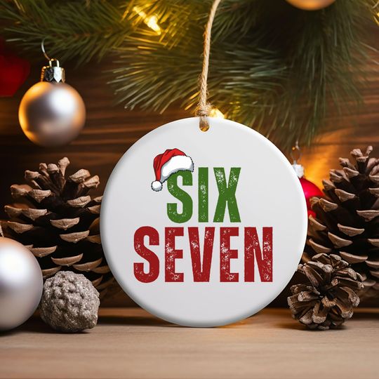 Discover Six Seven Christmas Ornament, Funny Number Meme, Christmas Tree Decoration