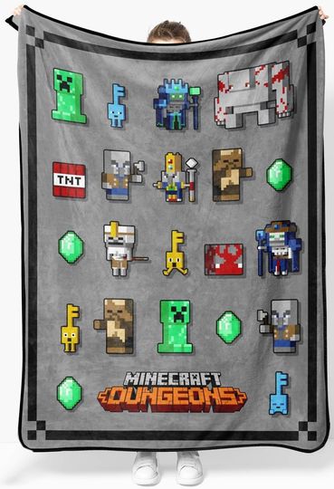 Jay Franco Minecraft Dungeon Mobs Throw, Kids Bedding - Fade Resistant Super Soft Fleece
