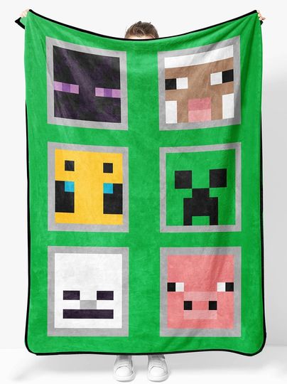 Sunny Side Up Minecraft Soft Plush Fleece Blanket - Fleece Kids Bedding Features Creeper