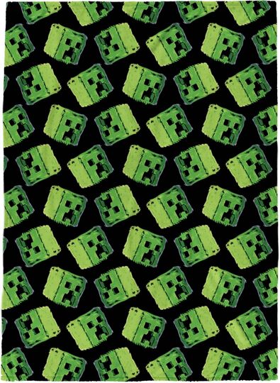 Jay Franco Plush Throw Blanket - Fleece Kids Bedding, Black - Minecraft Creeper