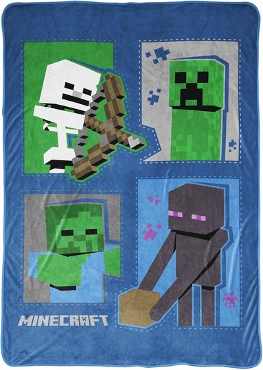 Jay Franco Minecraft Icons Blanket - Kids Bedding Features Creeper