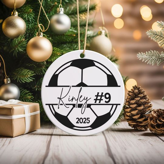 Discover Personalized Soccer Ball Christmas Ornament, Custom Soccer Gift, Christmas 2025 Soccer Decoration