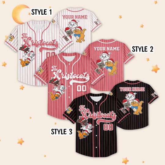 Discover Custom The Aristocats Christmas Baseball Jersey, Disney The Aristocats Christmas Baseball Jersey Sports Team
