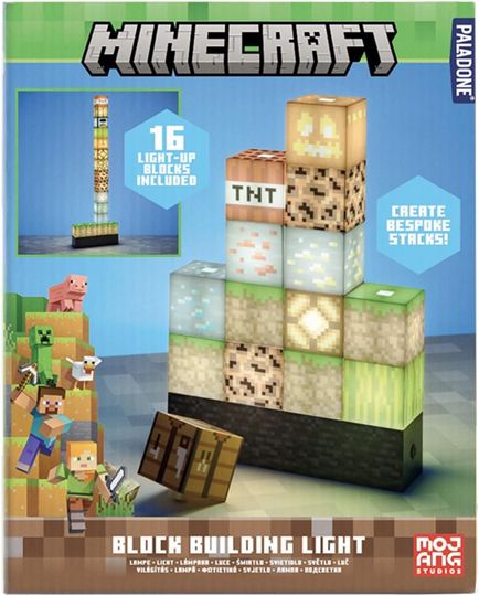Minecraft Building Block Night Light – Gaming Decor & Gifts – Fun Minecraft Room Accessory