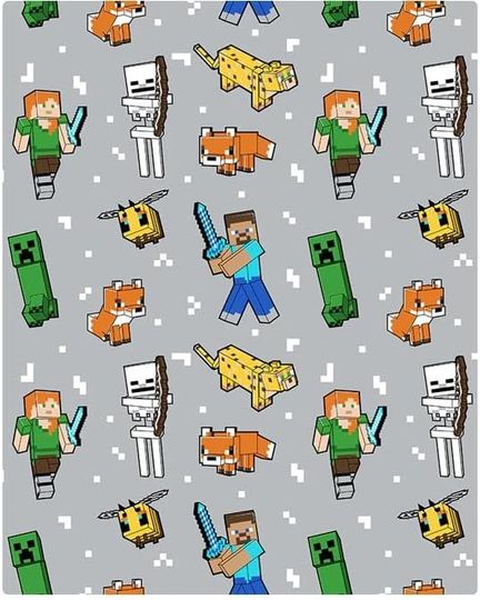 Jay Franco Minecraft Fleece Throw Blanket, Mobs Together Design