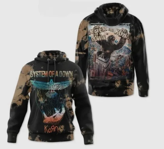 Discover SYSTEM OF DOWN Performance With Korn 2025 Hoodie 3D Hoodie  hot