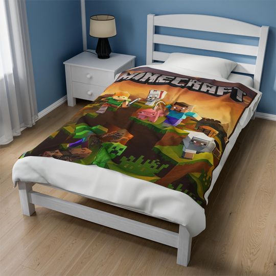 Minecraft Plush Blanket, Minecraft Cozy Woven Blanket, christmas gift