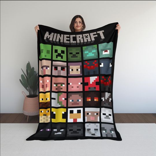 Discover Large Minecraft Blanket | Cozy Gift for Gamers, Minecraft Blanket, Minecraft Cozy Woven Blanket, Gift for her and him, christmas gift