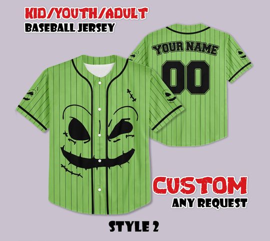 Discover Custom Oogie Boogie Face Baseball Jersey, Nightmare Before Christmas Jersey, Personalized Oogie Boogie Baseball Shirt, Birthday Gifts