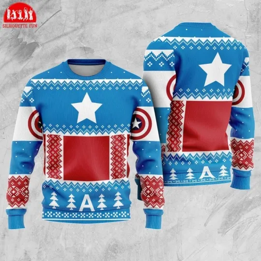 Captain America Ugly Christmas Sweater, Avengers Captain America Christmas Sweater
