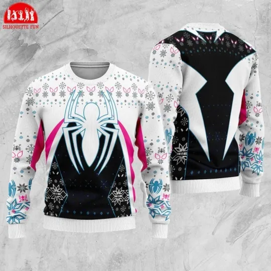 Gwen Spider Ugly Christmas Sweater, Ghost Spider Gwen Stacy Christmas Sweater