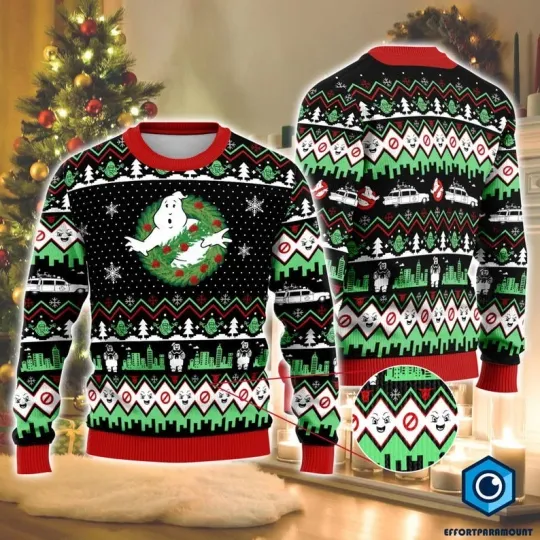 Ghostbusters Ugly Christmas Sweater, Ghostbusters Christmas Crewneck Sweater