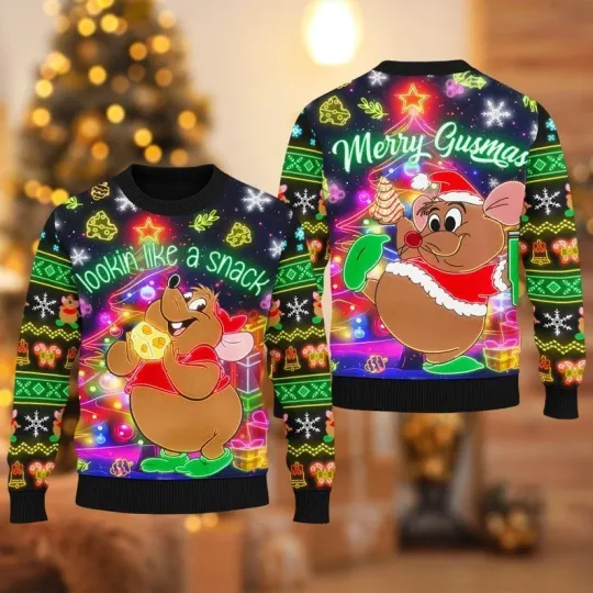 Discover Disney Gus Gus Mouse Ugly Sweater, Looking Like A Snack Christmas Shirt, Cindere