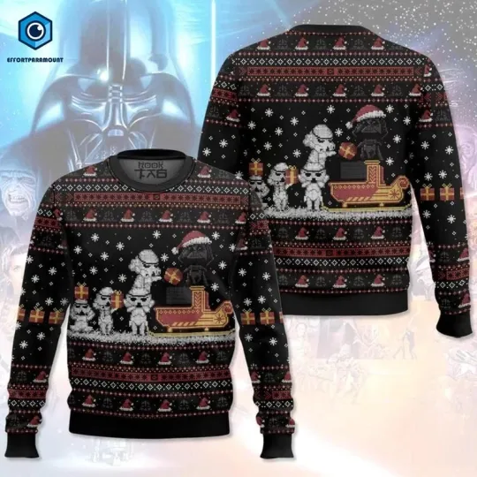 Discover Funny Starwar Christmas Ugly Sweater, Darth Vader Stormtrooper Christmas Sweater