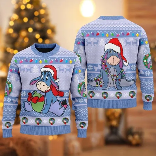 Discover Disney Eeyore Ugly Christmas Sweater, Winnie The Pooh Movie Xmas Sweatshirt