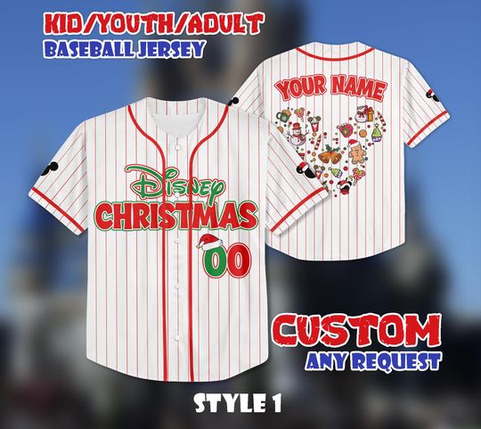 Discover Custom Disney Snacks Christmas Baseball Jersey, Disney Snacks Xmas Shirt, Custom Snacks Christmas Kids, Youth, Adult Jersey, Christmas Gift