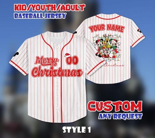 Discover Custom Disney Mickey & Friends Christmas Baseball Jersey, Disney Xmas Jersey Shirt, Custom Disney Kids, Youth, Adult Jersey, Christmas Gifts