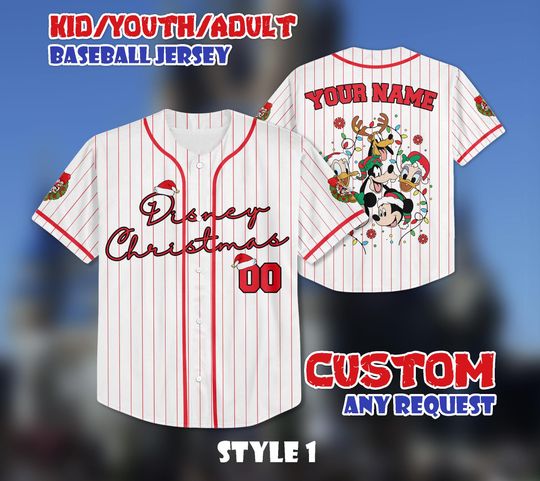 Discover Custom Disney Friends Christmas Baseball Jersey, Disney Xmas Jersey Shirt, Custom Disney Kids, Youth, Adult Jersey, Family Matching Outfit