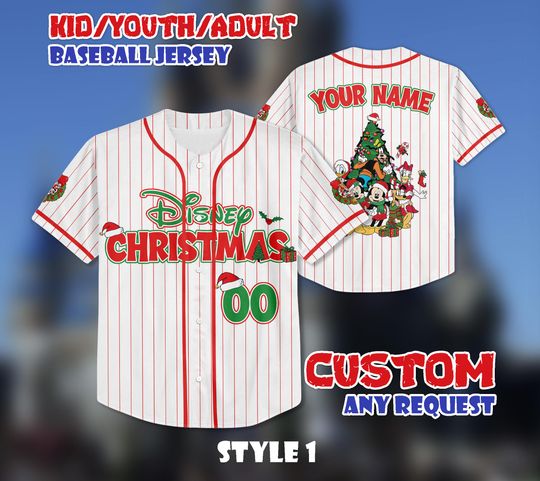 Discover Custom Disney Christmas Baseball Jersey, Disney Xmas Jersey Shirt, Custom Disney Kids, Youth, Adult Jersey, Family Matching Outfit
