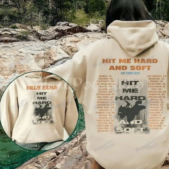 Discover Billie 90s Tour Hit Me Hard and Soft Double-sided Sweater Hoodie