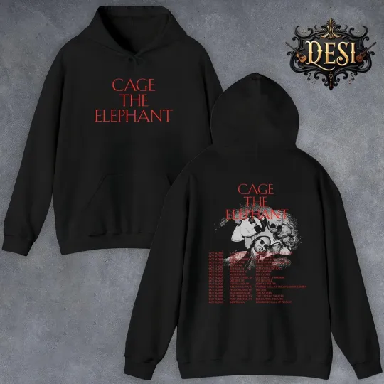 Discover Cage the Elephant Tour Dates 2025 Concert Music Double Sided Hoodie