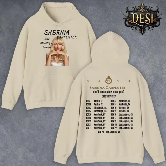 Discover Sabrina Carpenter Tour 2025  Ministry of Tourism Concert Hoodie