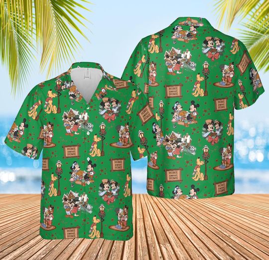 Discover Disney Mickey Christmas Hawaiian Shirt, Minnie Mouse Goofy Daisy Donald Pluto Hawaii Gift, Winter Christmas Disney Hawaiian, Xmas Party