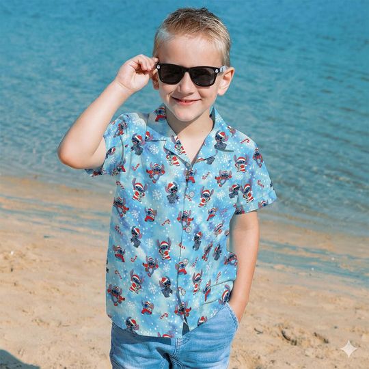 Discover Christmas Stitch Hawaiian Shirt, Stitch Button Shirt, Stitch Xmas Button Up Shirt, Disney Christmas Shirt, Stitch Lover Gift