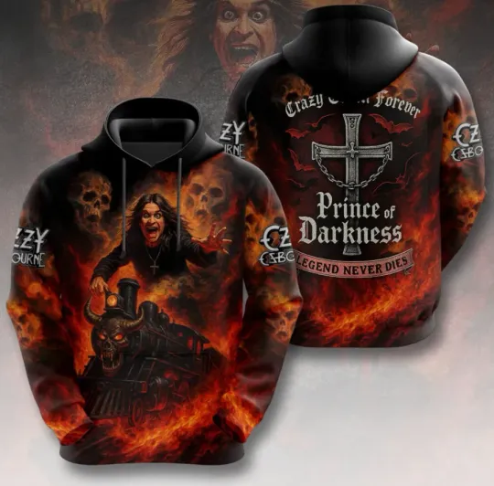 Ozy Osbourne Crazy Train Forever 3D AOP Hoodie