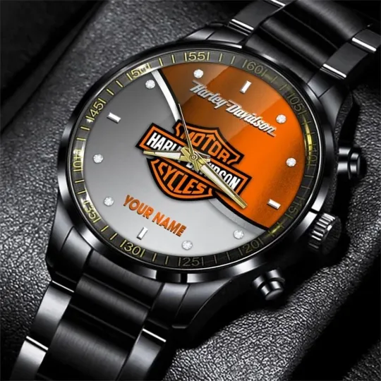 Discover Personalized Harley Motor Racing Davidsonn Black Stainless Steel Watch For Men