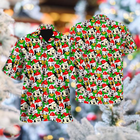 Discover Disney Mickey And Friends Merry Christmas Hawaii Shirt, Mickey Mouse Xmas Party Shirt, Minnie Donald Goofy Hawaiian Shirt, Christmas Shirt