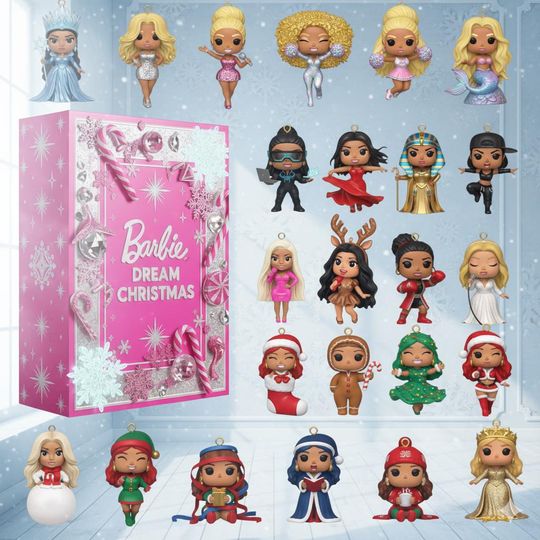 Barbie Advent Calendar 2025, Dream Christmas Countdown Box, 24 Days Surprise Gift Set for Girls, Fashion Doll Holiday Collectibles