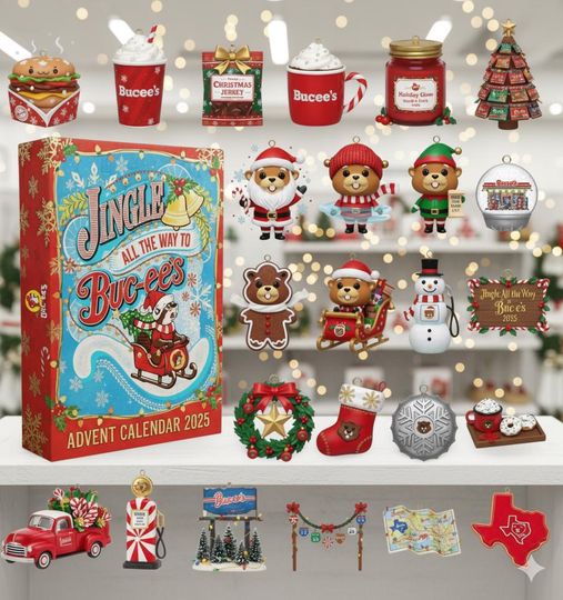 Discover Buc-ees Advent Calendar 2025, 24 Days of Christmas Surprises, Cute Holiday Countdown Gift for Buc-ees Fans, Collectible Ornaments Set