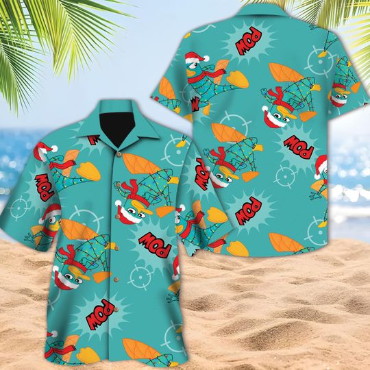 Discover Phineas and Ferb Christmas Perry Deck The Platypus Hawaiian, Disney Disneyland Holiday Vacation Gift, Mickey's Very Merry Xmas Party