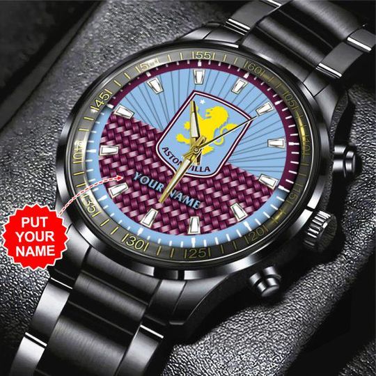 Discover Personalized Aston Villa Black Stainless Steel Watch